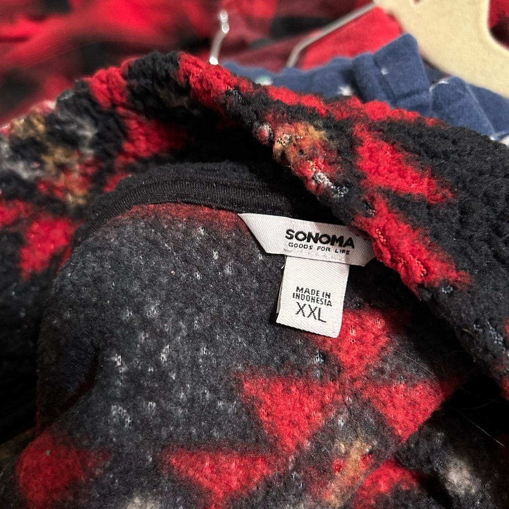 Sonoma Red and Black Sherpa Quarter Zip - Picture 3 of 5